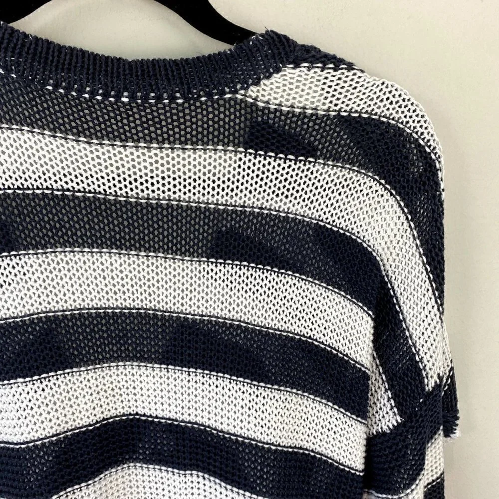 Derek Lam 10 Crosby Cross Back Linen Striped Sweater S
